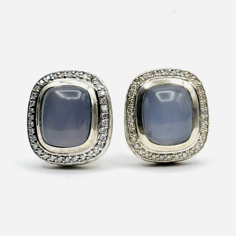 David Yurman Albion Earrings With Chalcedony And Diamonds